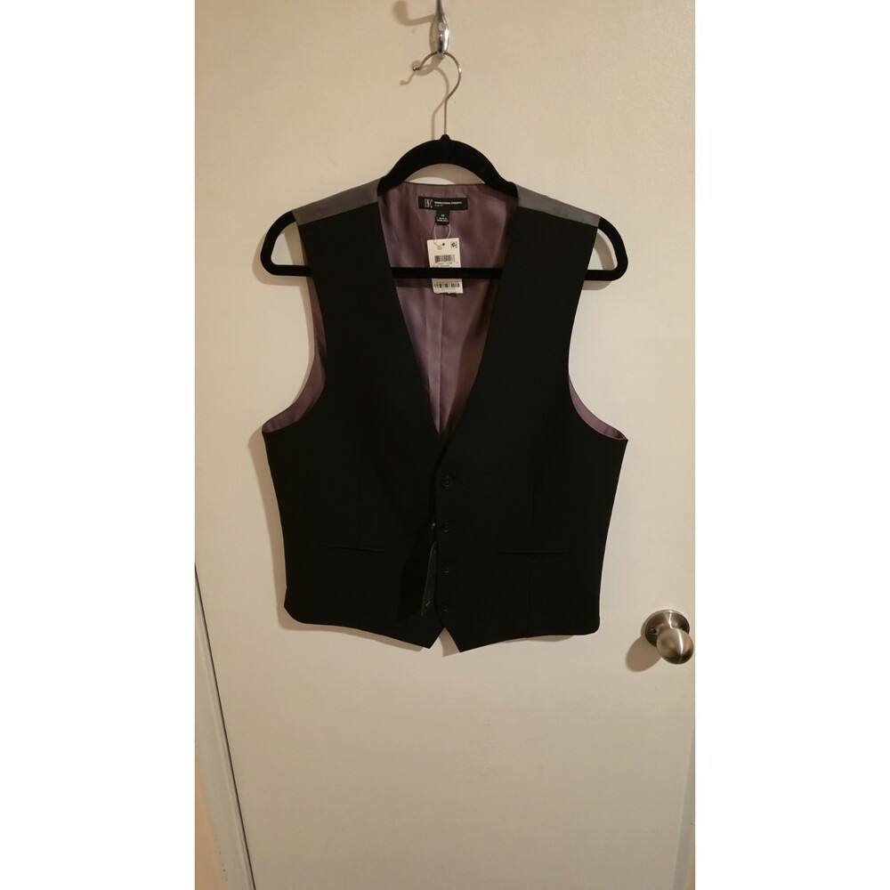 Inc International Concepts Vest Mens Medium Black Slim Fit Stretch Wedding Prom